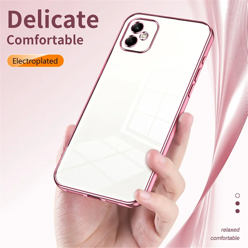 For Samsung Galaxy A05 4G Electroplate TPU Case Precision Cutouts Phone Cover - Pink