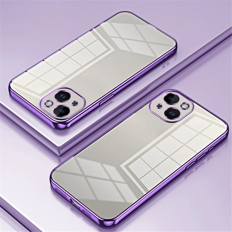 For iPhone 14 Slim Case Electroplating Anti-Fall TPU Phone Cover - Purple