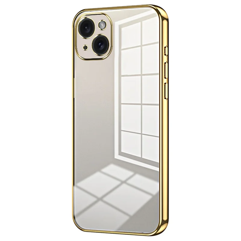 For iPhone 15 Plus Electroplating Case Anti-Drop TPU Phone Case - Gold