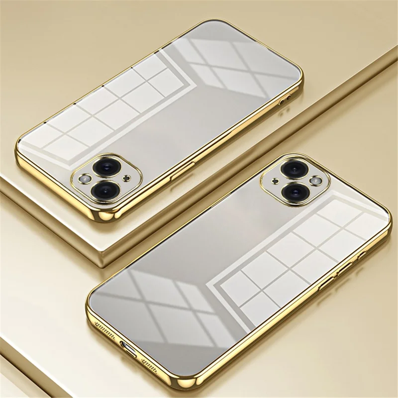 For iPhone 15 Plus Electroplating Case Anti-Drop TPU Phone Case - Gold