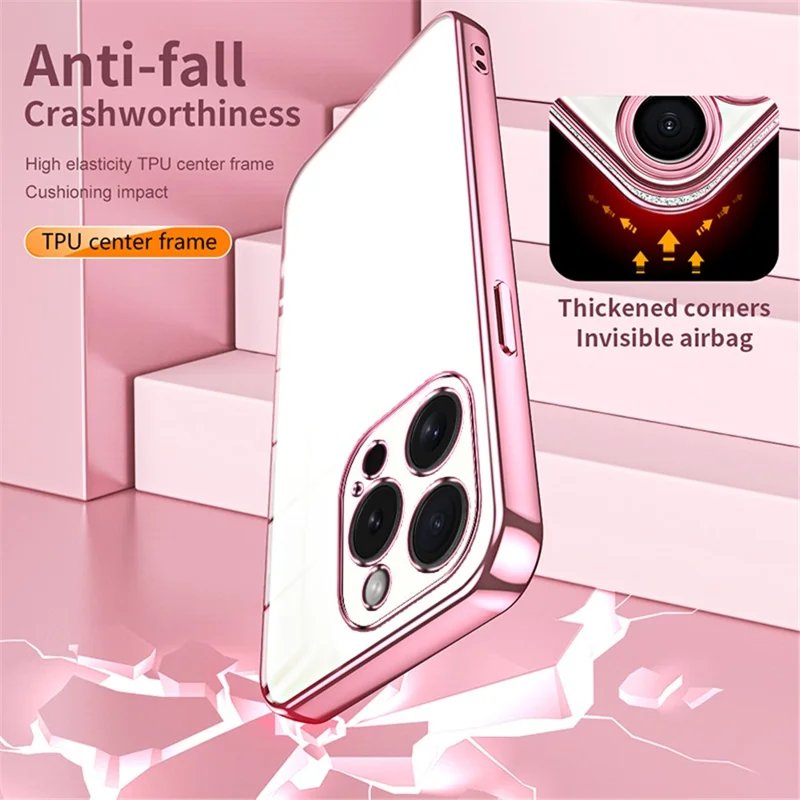 For iPhone 15 Pro TPU Case Anti-Fall Electroplating Slim Phone Cover - Gold