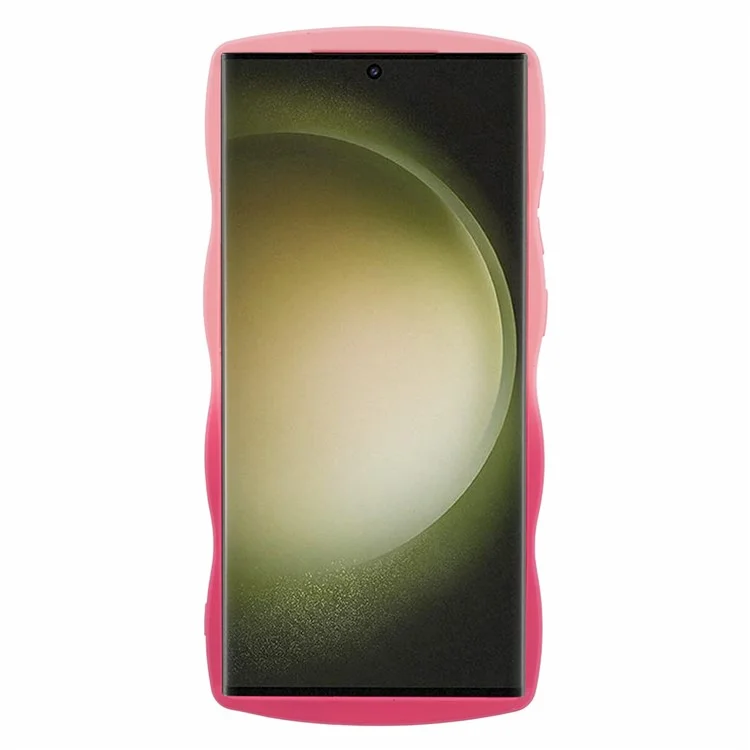 Série JTW pour Samsung Galaxy S24 Ultra Wavy Edge Coque TPU Côté Double Caoutchouté - Rose+Rose