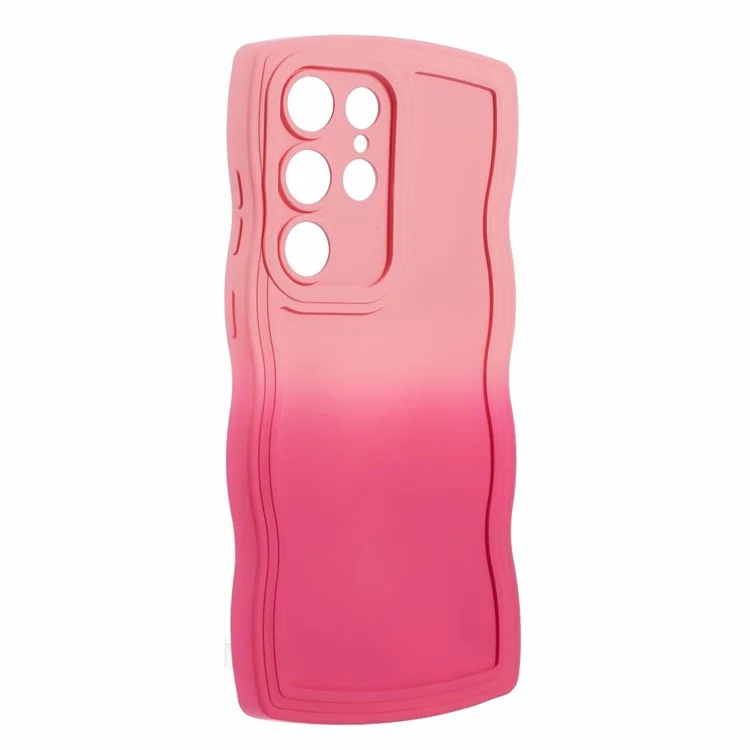 Série JTW pour Samsung Galaxy S24 Ultra Wavy Edge Coque TPU Côté Double Caoutchouté - Rose+Rose