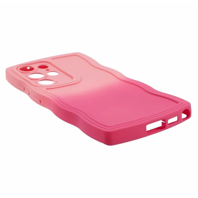 Série JTW pour Samsung Galaxy S24 Ultra Wavy Edge Coque TPU Côté Double Caoutchouté - Rose+Rose