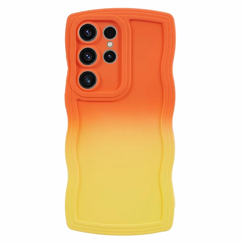 JTW Series for Samsung Galaxy S24 Ultra Wavy Edge TPU Case Dual-Side Rubberized - Orange+Yellow