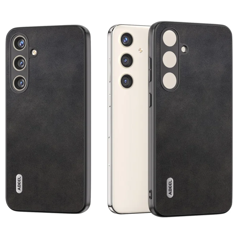 ABEEL For Samsung Galaxy S24+ Case Cowhide Texture Shockproof Protective Phone Cover - Black