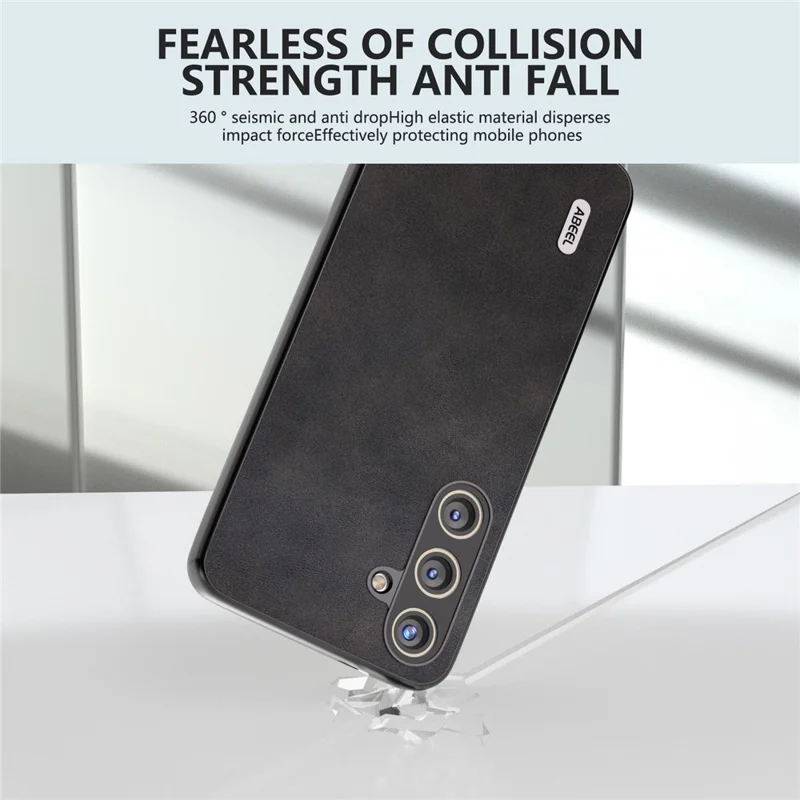 ABEEL For Samsung Galaxy S24+ Case Cowhide Texture Shockproof Protective Phone Cover - Black