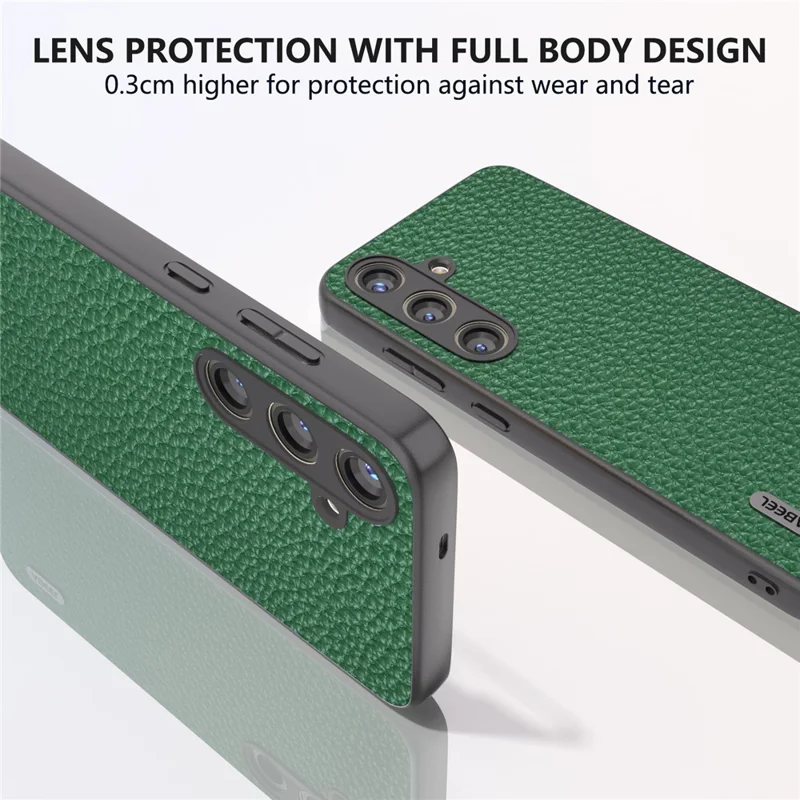 ABEEL Litchi Texture Cover for Samsung Galaxy S24+ Cowhide Leather+PC+TPU Phone Case - Green