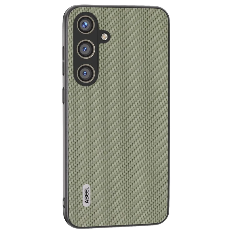 ABEEL for Samsung Galaxy S24+ Shockproof Shell Carbon Fiber Texture Leather Phone Case - Green