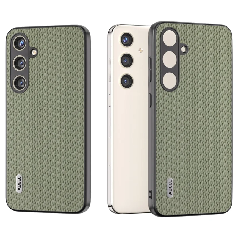 ABEEL for Samsung Galaxy S24+ Shockproof Shell Carbon Fiber Texture Leather Phone Case - Green