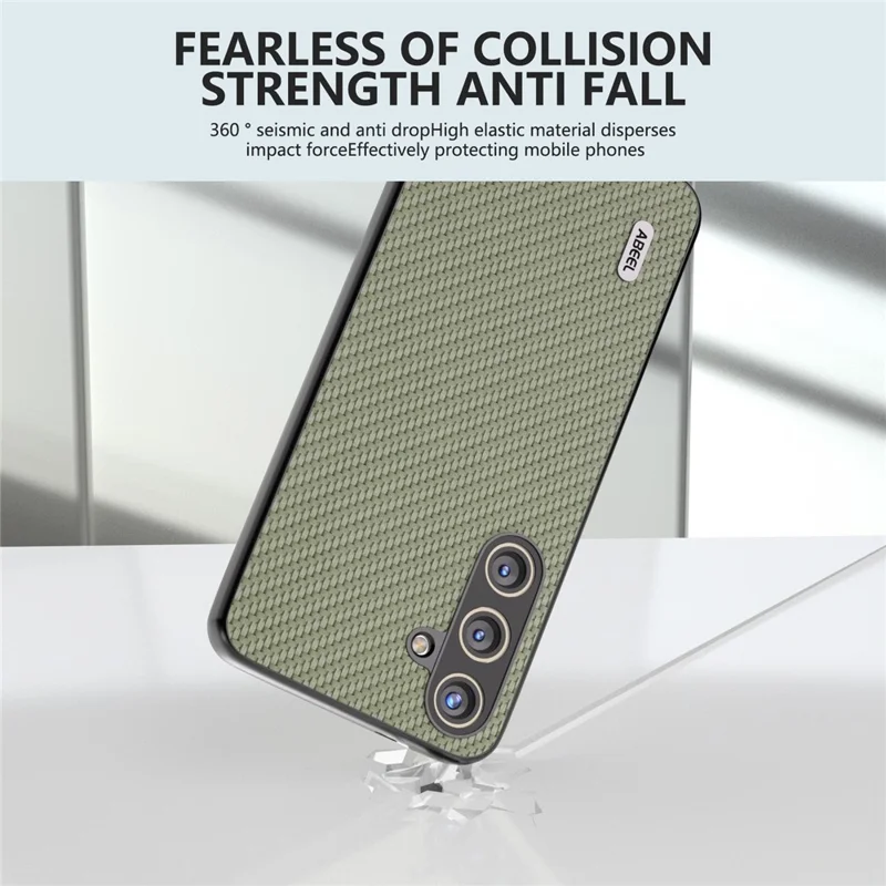 ABEEL for Samsung Galaxy S24+ Shockproof Shell Carbon Fiber Texture Leather Phone Case - Green