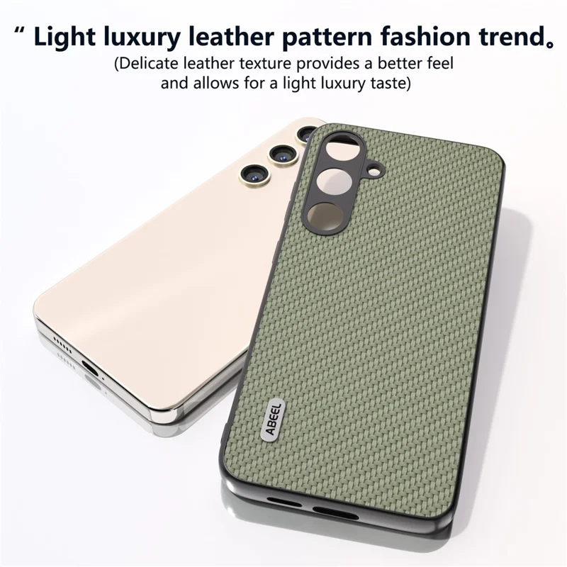 ABEEL for Samsung Galaxy S24+ Shockproof Shell Carbon Fiber Texture Leather Phone Case - Green