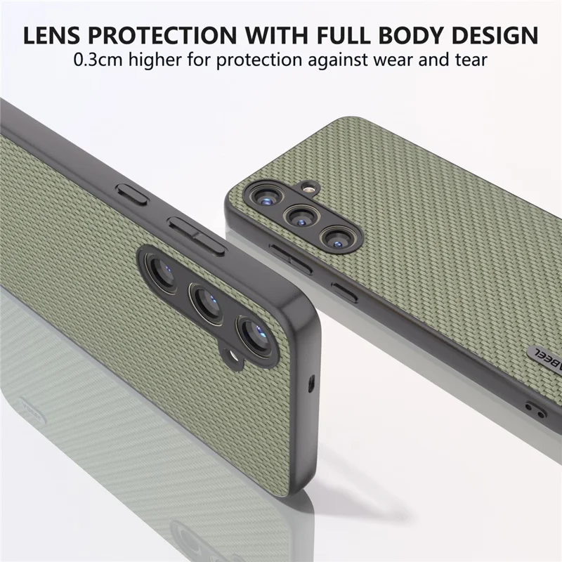 ABEEL for Samsung Galaxy S24+ Shockproof Shell Carbon Fiber Texture Leather Phone Case - Green