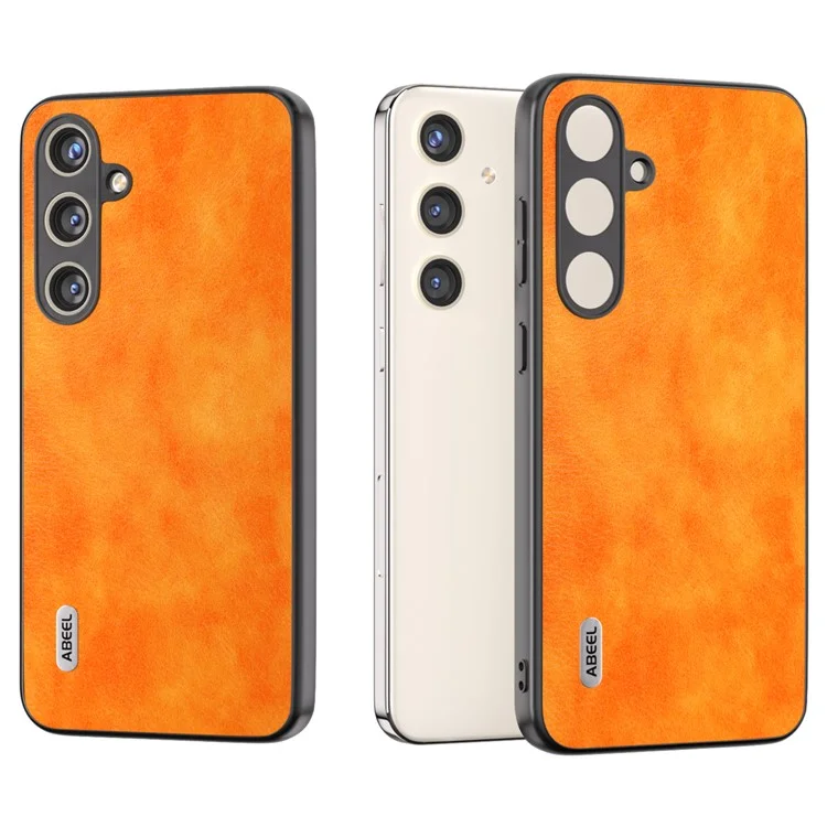 ABEEL Für Samsung Galaxy S24 Litchi Textur Rückenschale Pu Leder Beschichtete PC+TPU Handyhülle - Orange