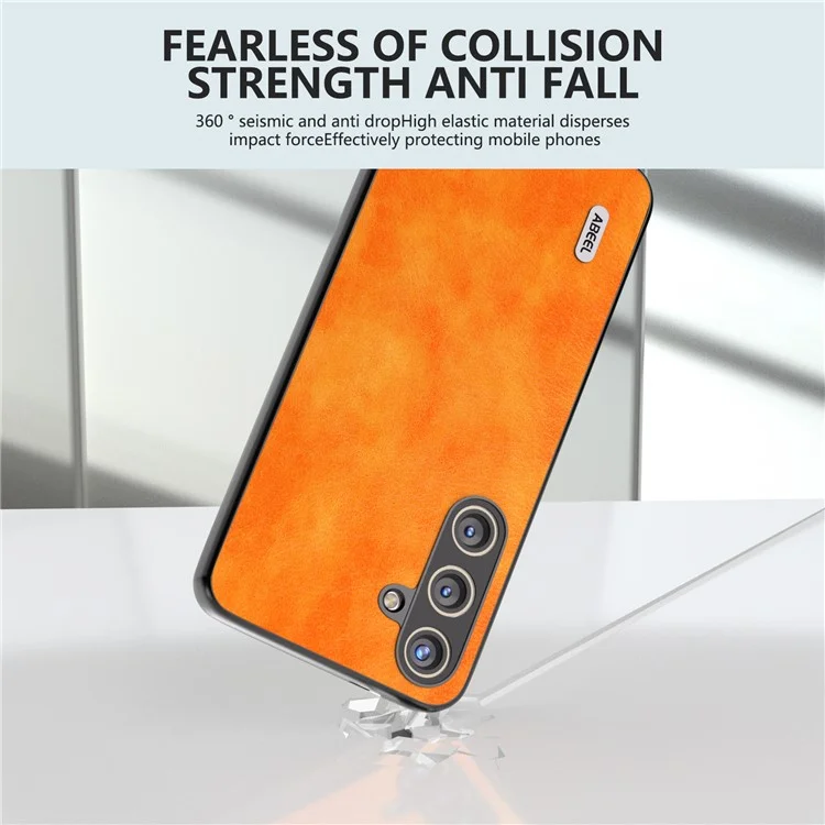 ABEEL Für Samsung Galaxy S24 Litchi Textur Rückenschale Pu Leder Beschichtete PC+TPU Handyhülle - Orange