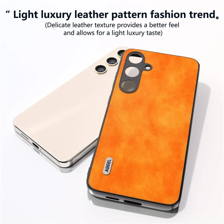 ABEEL Für Samsung Galaxy S24 Litchi Textur Rückenschale Pu Leder Beschichtete PC+TPU Handyhülle - Orange
