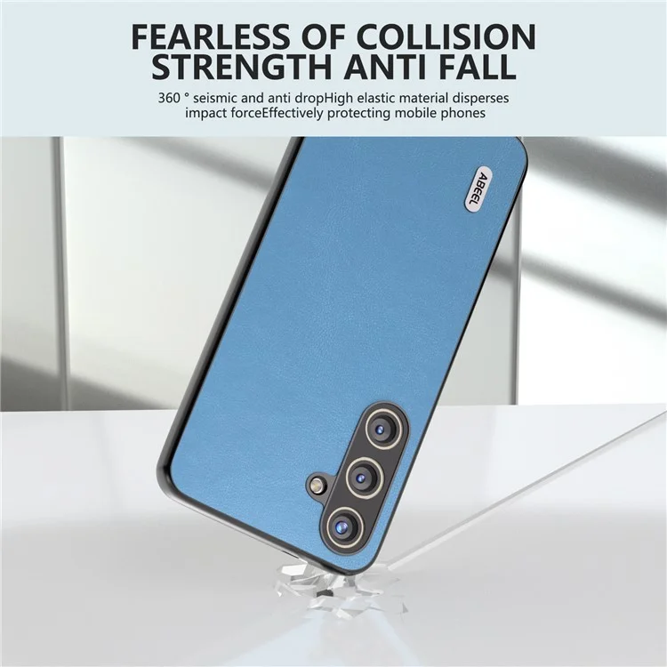 ABEEL For Samsung Galaxy S24 Textured Phone Case Slim PU Leather Shockproof Cover - Sky Blue