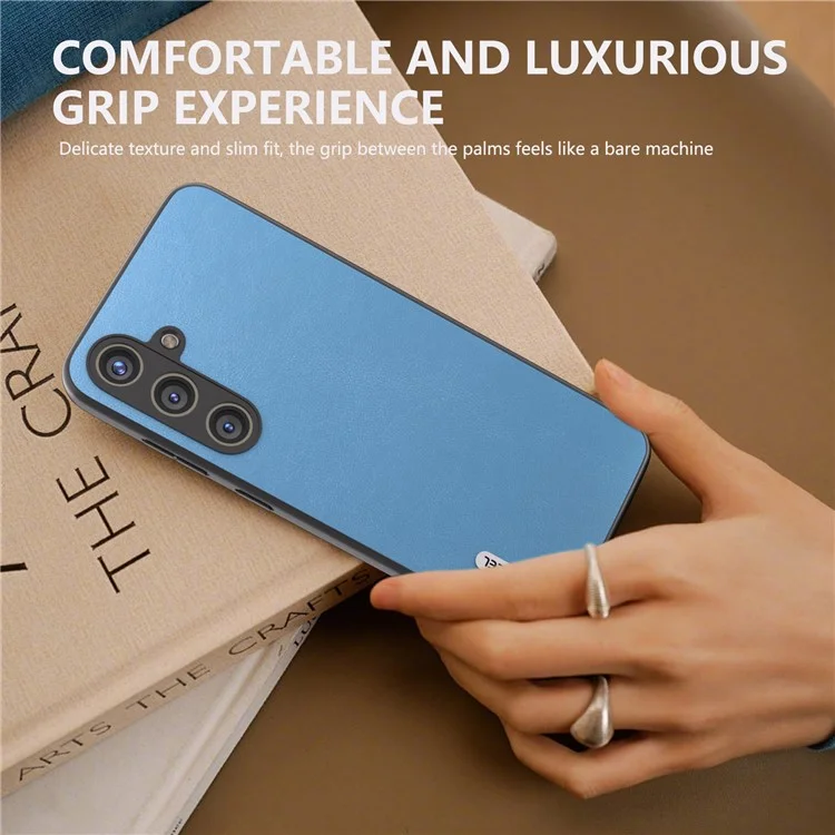 ABEEL For Samsung Galaxy S24 Textured Phone Case Slim PU Leather Shockproof Cover - Sky Blue