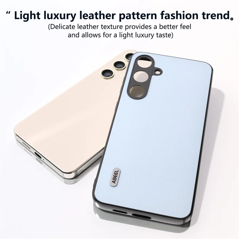 ABEEL For Samsung Galaxy S24 Phone Case Anti-Scratch Ecological Texture Leather Cover - Baby Blue