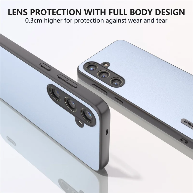 ABEEL For Samsung Galaxy S24 Phone Case Anti-Scratch Ecological Texture Leather Cover - Baby Blue