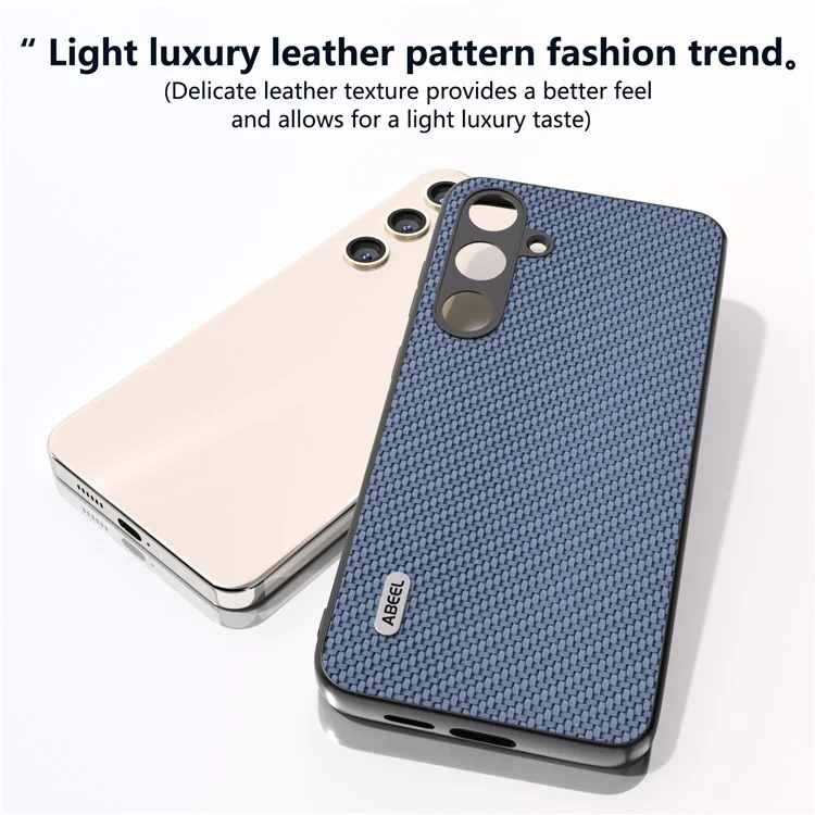 ABEEL para Samsung Galaxy S24 Caso de Textura de Fibra de Carbono PU Leather+PC+TPU Protective Phone Cover - Baby Blue