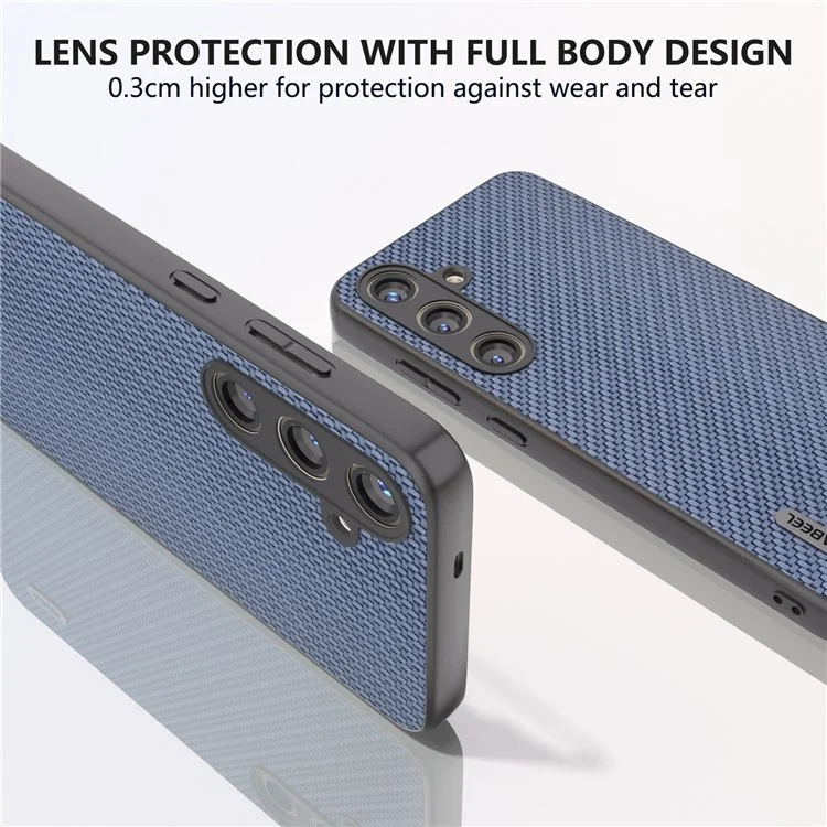ABEEL para Samsung Galaxy S24 Caso de Textura de Fibra de Carbono PU Leather+PC+TPU Protective Phone Cover - Baby Blue