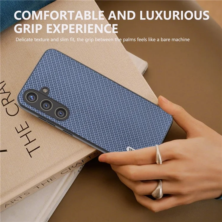 ABEEL para Samsung Galaxy S24 Caso de Textura de Fibra de Carbono PU Leather+PC+TPU Protective Phone Cover - Baby Blue