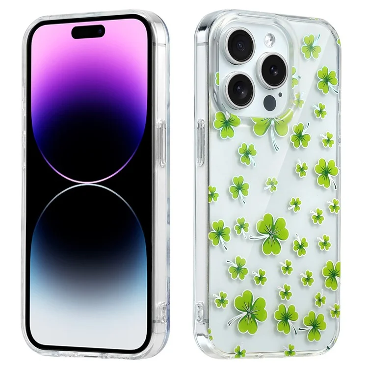Coque transparente avec impression florale pour iPhone 14 Pro Max - F1