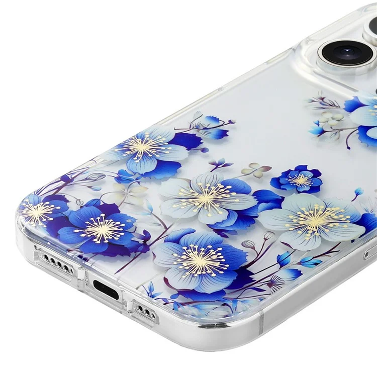 Coque transparente avec impression florale pour iPhone 14 Pro Max - F1
