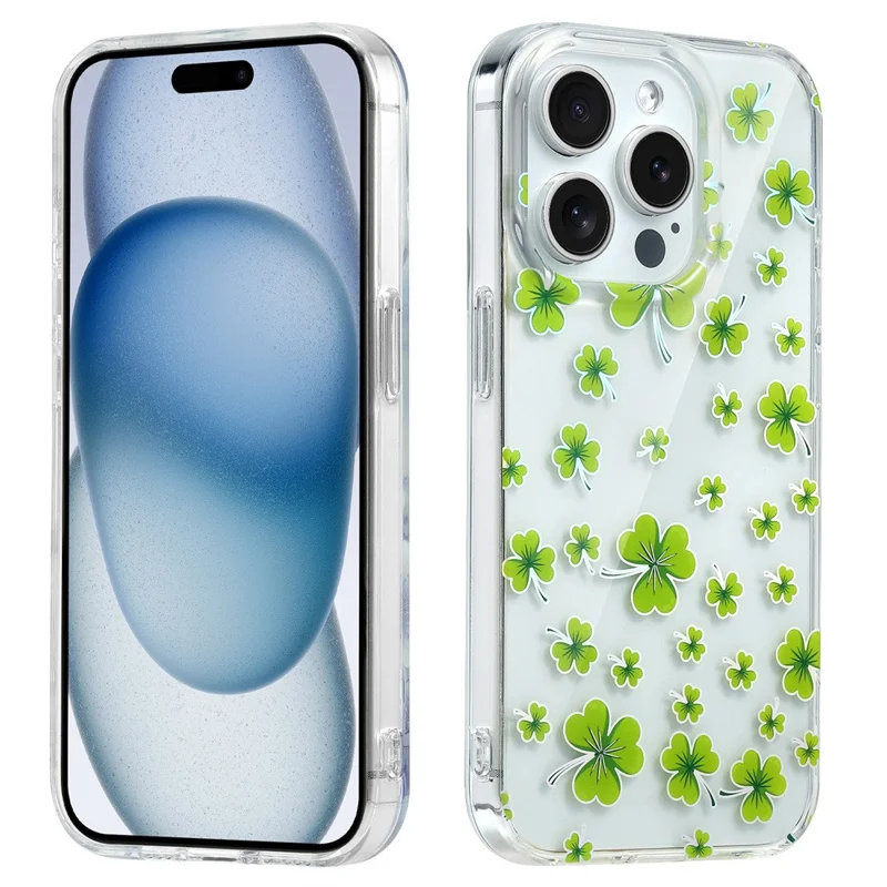 For iPhone 15 Pro Max Phone Case Floral Pattern Transparent Phone Cover - F1