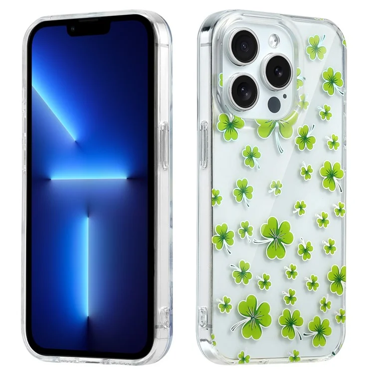 Прозрачный чехол для iPhone 13 Pro PC+TPU с цветочным узором - F1