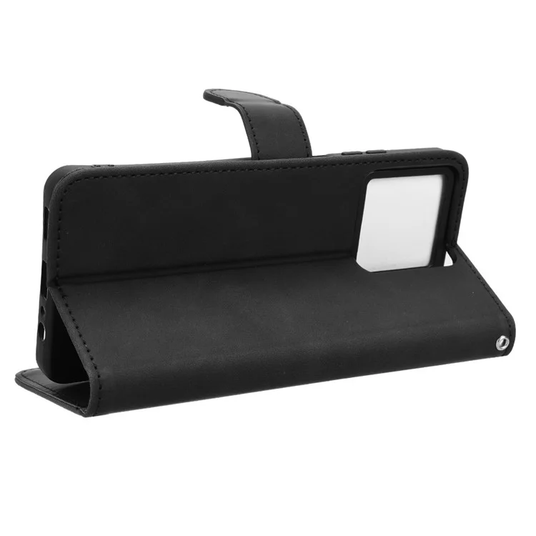 Para ZTE Blade V50 Vita Leather Cover Skin-Feel Flip Case Phone Wallet - Preto