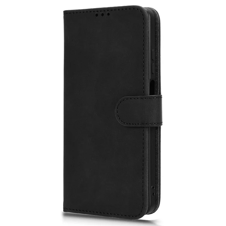 For ZTE Blade V50 Vita Leather Cover Skin-Feel Flip Case Phone Wallet - Black