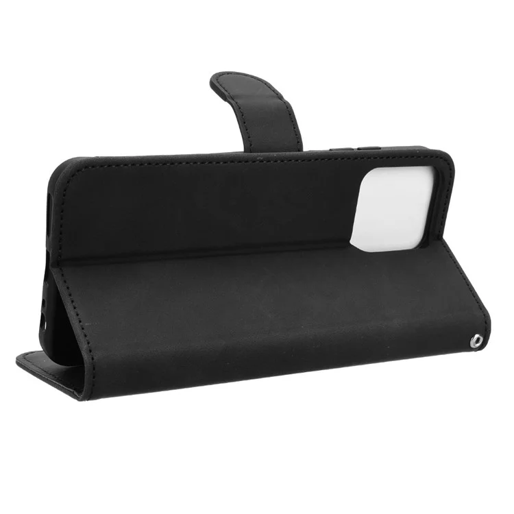 Para ZTE Blade A73 Funda de Piel Cartera Soporte Funda Teléfono Textura táctil - Negro