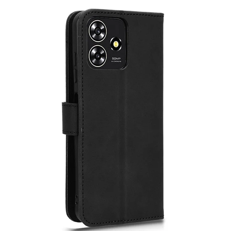 Para ZTE Blade A73 Funda de Piel Cartera Soporte Funda Teléfono Textura táctil - Negro