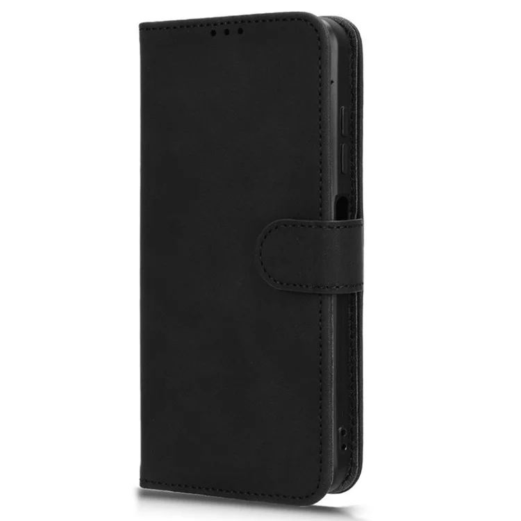 Para ZTE Blade A73 Funda de Piel Cartera Soporte Funda Teléfono Textura táctil - Negro