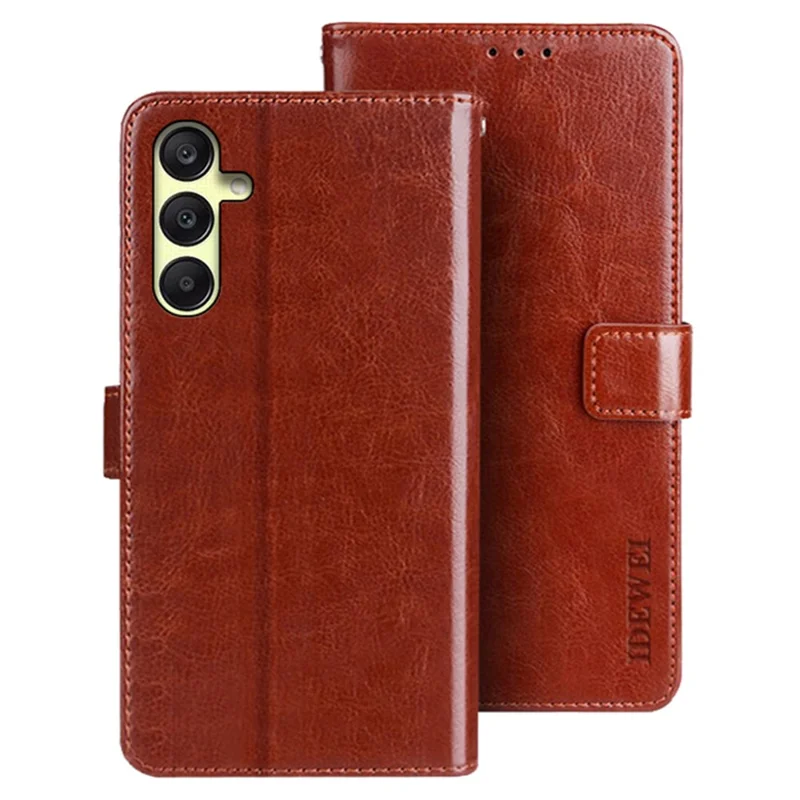 IDEWEI For Samsung Galaxy A25 5G (Global) (161.0 x 76.5 x 8.3mm) Case Wallet Crazy Horse Texture Leather Cover - Brown