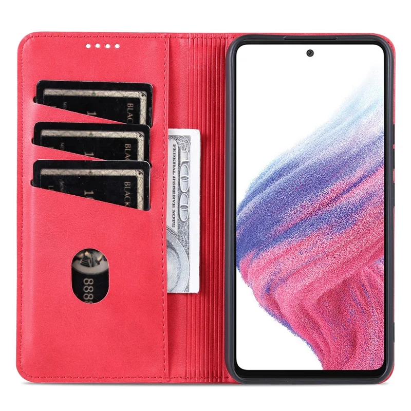 AZNS Per Samsung Galaxy A35 5G Custodia Portafoglio Magnetica Cover in Pelle PU - Rosso