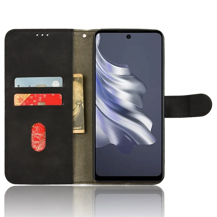 Para TECNO Spark 20 Pro Funda de Teléfono con Cartera - Piel con Tacto Suave Flip Cover - Negro