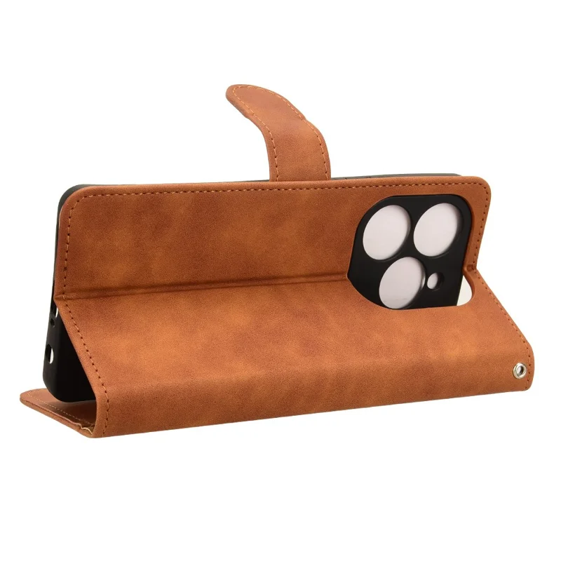 For TECNO Spark 20 Pro Wallet Phone Case Skin-Touch Flip Leather Cover - Brown