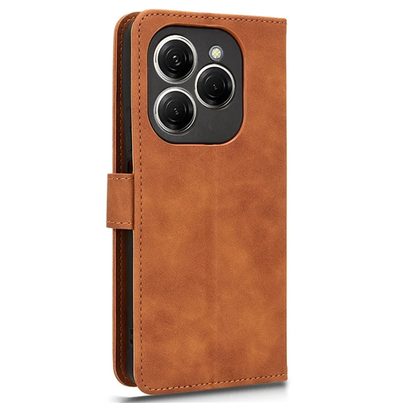 For TECNO Spark 20 Pro Wallet Phone Case Skin-Touch Flip Leather Cover - Brown