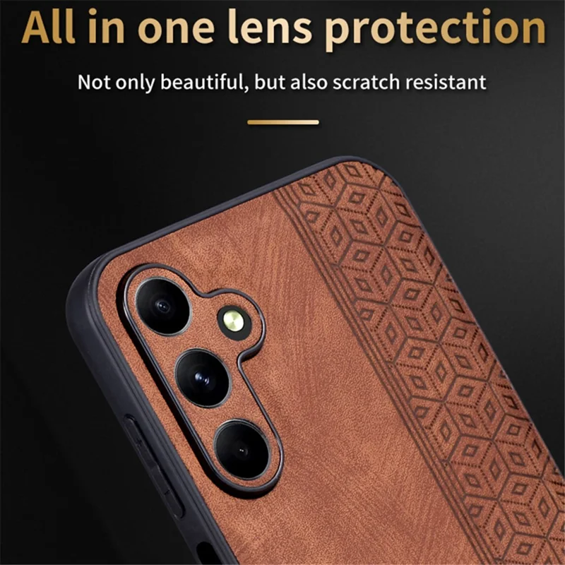 AZNS For Samsung Galaxy A55 5G Cell Phone Case PU Leather+TPU Imprinted Protective Shell - Brown