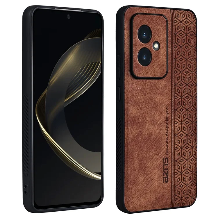 AZNS For Honor 100 5G Case Anti-scratch PU Leather+TPU Imprinted Phone Back Cover - Brown
