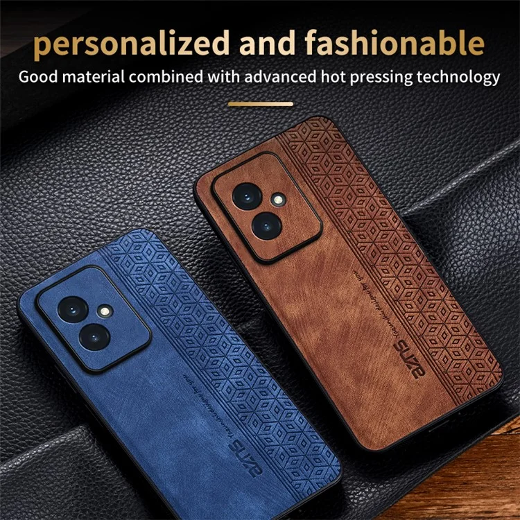 AZNS For Honor 100 5G Case Anti-scratch PU Leather+TPU Imprinted Phone Back Cover - Brown