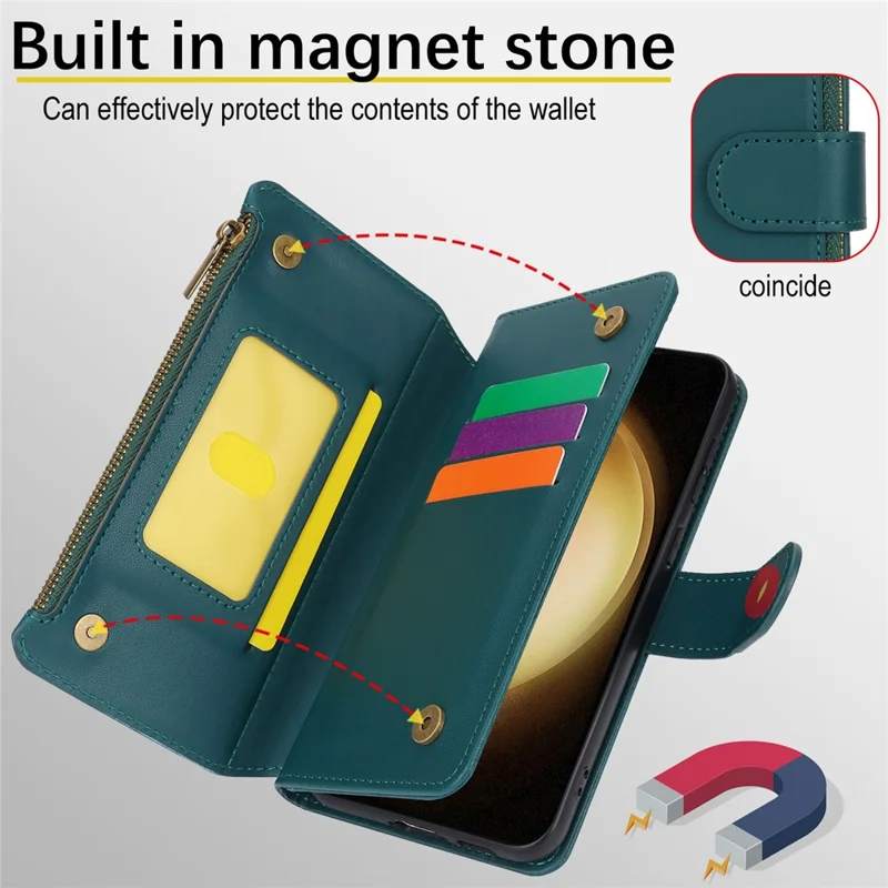 For Samsung Galaxy S22+ 5G Mobiltelefonbeskyttelse mod ridser med flere kortfelter Læderdæksel - Blå