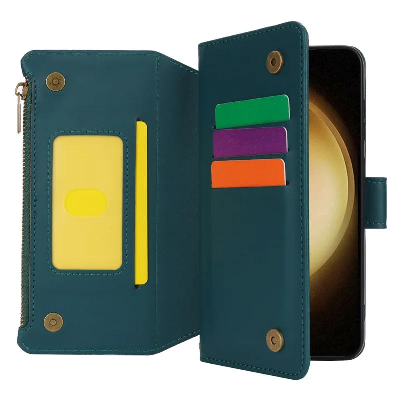 For Samsung Galaxy S22+ 5G Mobiltelefonbeskyttelse mod ridser med flere kortfelter Læderdæksel - Blå