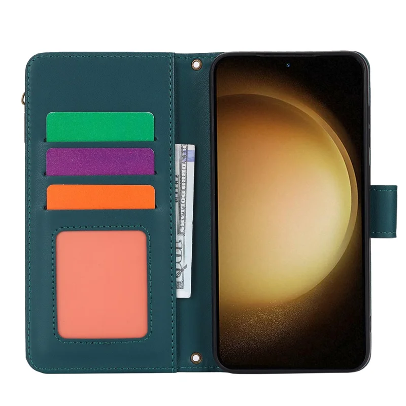 For Samsung Galaxy S22+ 5G Mobiltelefonbeskyttelse mod ridser med flere kortfelter Læderdæksel - Blå