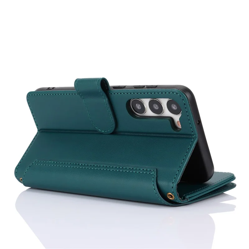 For Samsung Galaxy S22+ 5G Mobiltelefonbeskyttelse mod ridser med flere kortfelter Læderdæksel - Blå