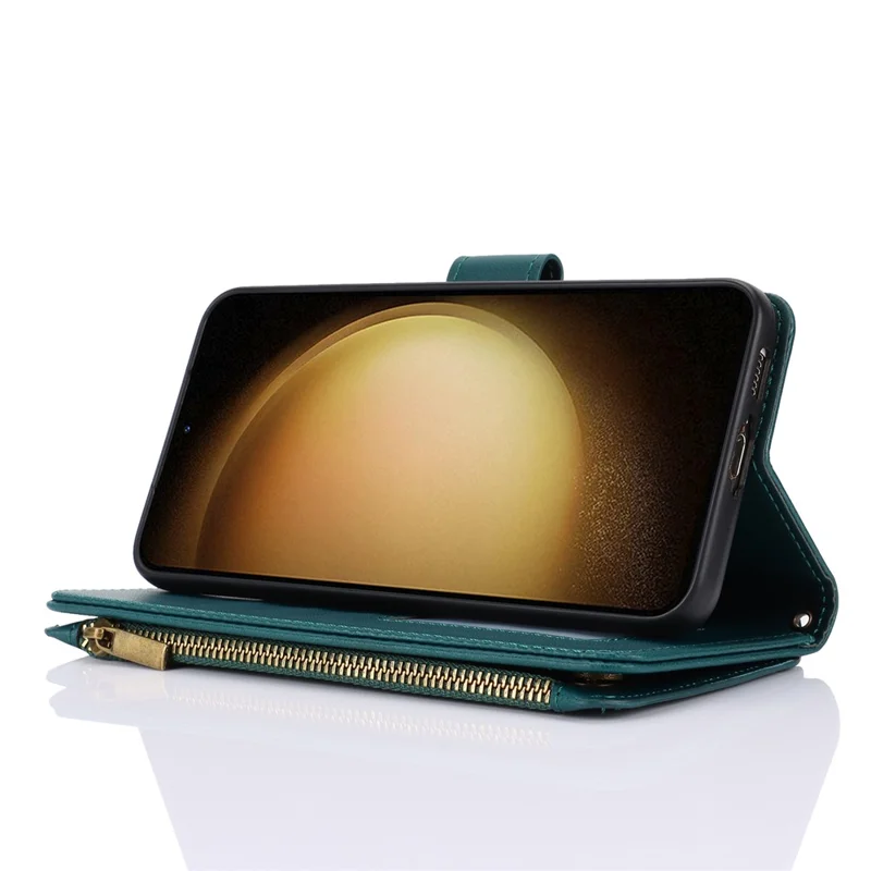 For Samsung Galaxy S22+ 5G Mobiltelefonbeskyttelse mod ridser med flere kortfelter Læderdæksel - Blå