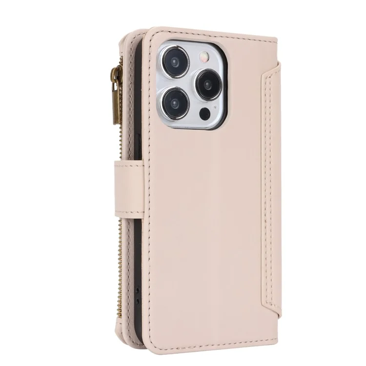 Funda de piel sintética tipo libro con tapa para iPhone 13 Pro Max de 6.7 pulgadas - Blanco